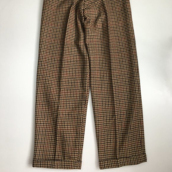 NWT Vintage CALVIN KLEIN Plaid/Herringbone High Waist Cuff Hem 100% Wool Pant - Picture 12 of 12